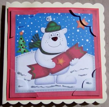 8 x 8 Xmas Ben Polar Bear's Cracker Scalloped Corner Topper by Kym Pendered