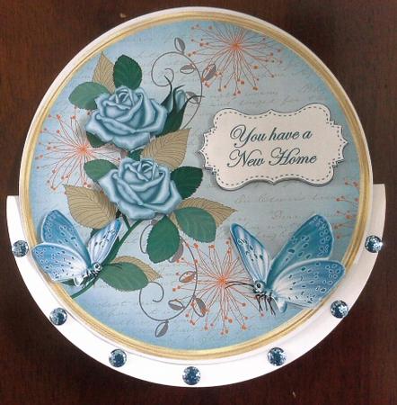 Dteal Rose New Home 7in Circle Decoupage Topper by Laine HADLOW