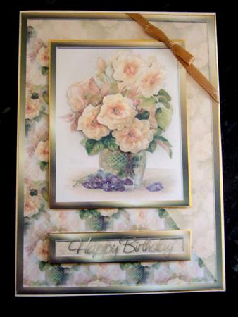 Cream Flowers Card Front by Laraine Spink
