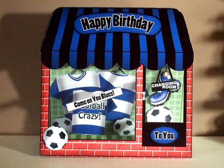 3D Football Crazy Window Pop Up Card Decoupage N Envelope by Laraine Spink