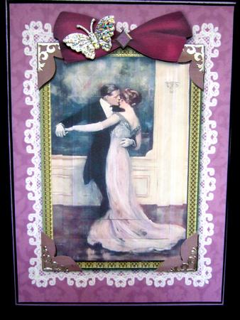 Strictly Dancing Couple A5 Lace Card Front Step by Step by Laraine Spink