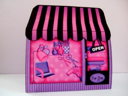 3D Little Hairdresser Shop Treat or Favour Box Mini Kit by Laraine Spink