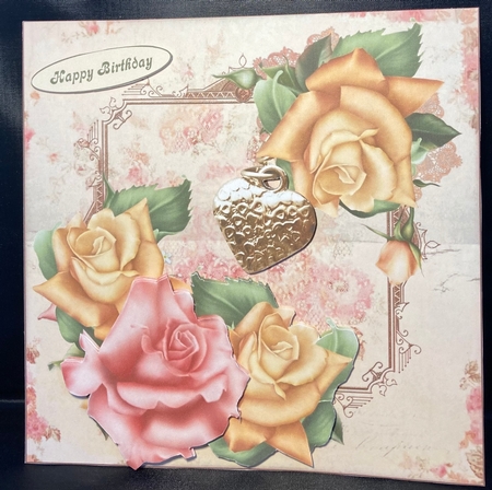 Rose Heart Topper  with decoupage by Laura Inglis
