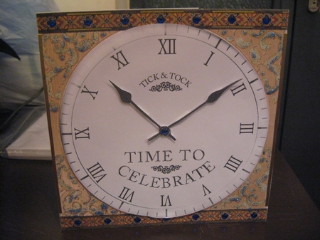 8 x 8 Time to Celebrate Clock Topper with 3D Decoupage Hands by Laura Macfadyen