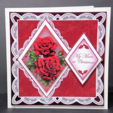 Christmas Roses My Mum 7in Double Diamond Topper by Laura Nicholls