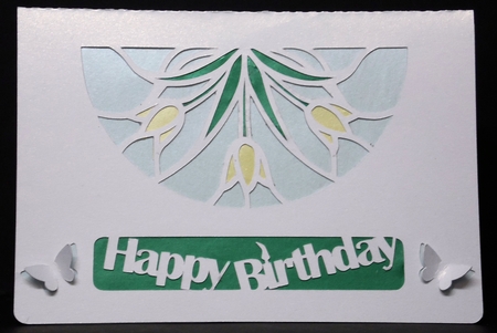 Stained Glass half circle Happy Birthday Card by Laura Nicholls