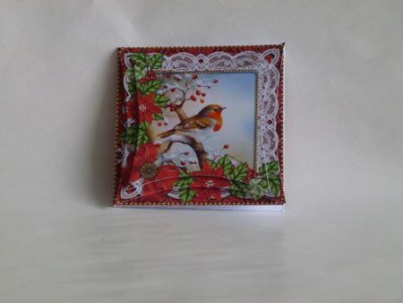 Red Robin 1 Poinsettia Mini Card Envelope Pointy Stacker by Laura Nicholls