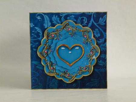 Brocade & Roses Fold Back Pyramid Card & Envelope by Laura Nicholls