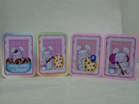 4 Pink Easter Mice Toppers by Laura Nicholls