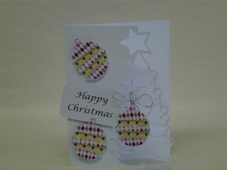 Christmas Tree And Baubles Card by Laura Nicholls