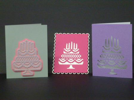 627 Lacy Birthday Cake Card and Topper by Laura Nicholls