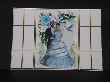 Bride and Groom in Flower Frame with Dove French Gatefold by Laura Nicholls