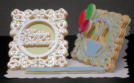 Birthday Double Easel Card With Cake And Balloons by Laura Nicholls