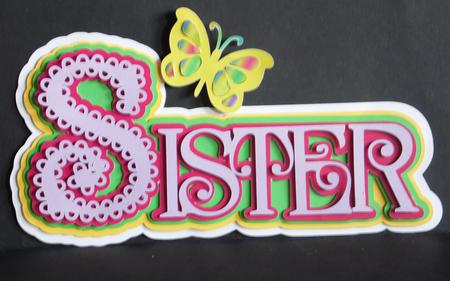 Sister Scalloped 5 Layer Card Topper With Butterfly by Laura Nicholls