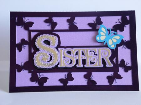 Sister Butterfly Card With Layered Word Topper by Laura Nicholls