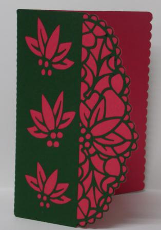 Poinsettia And Holly Panel Card by Laura Nicholls