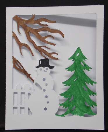 Snowman Cut Out Aperture Card File by Laura Nicholls
