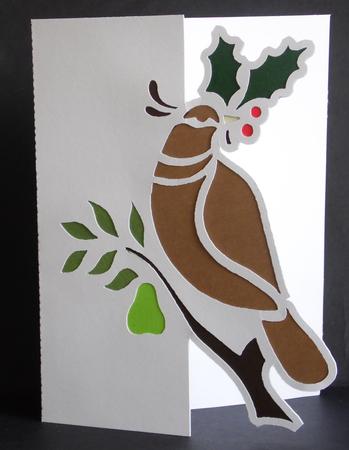 Partridge In A Pear Tree Christmas Over The Edge Card by Laura Nicholls