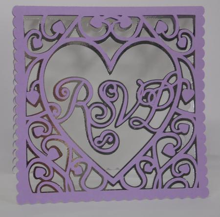 Heart Swirls R S V P Rsvp Wedding Card Template multi cutting formats by Laura Nicholls
