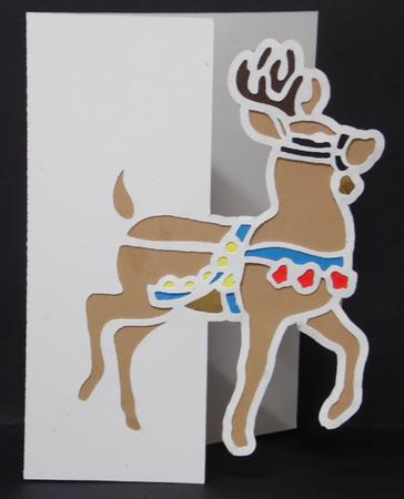 Reindeer Over The Edge Card by Laura Nicholls