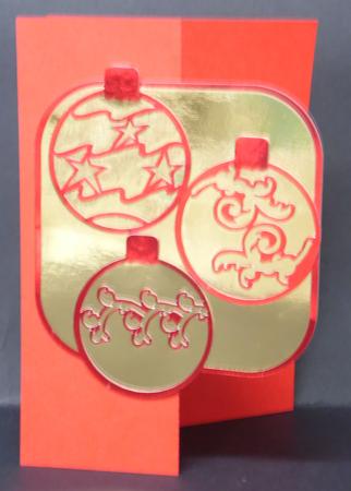 Christmas Baubles Z Fold Card by Laura Nicholls