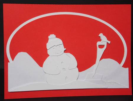 Snowman and Robin Card by Laura Nicholls