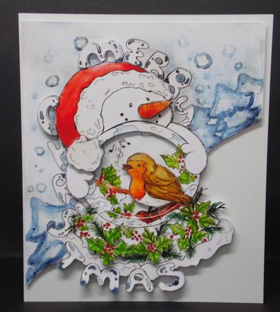 Christmas Snowman and Robin Bird-mini Kit by Laura Nicholls