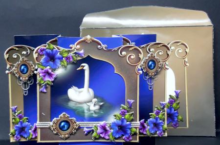 Pearls & Swans Pop Out Card by Laura Nicholls