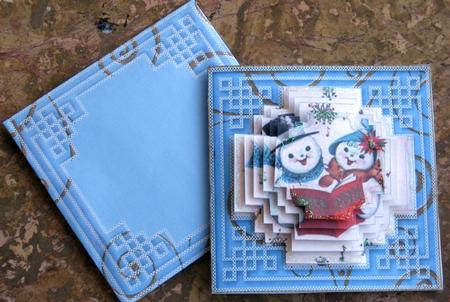 Christmas Snowman Couple Square Styled Envelope by Laurie Gerhardt