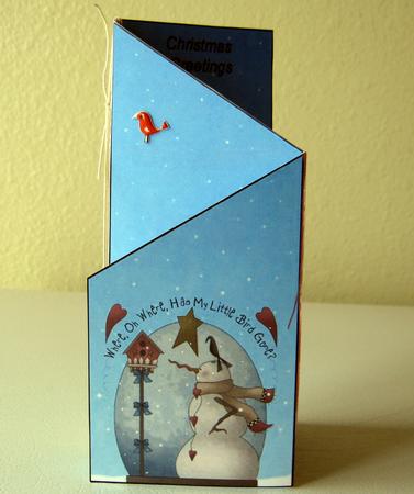 Snowman and Bird House Cascade Card by Laurie Gerhardt