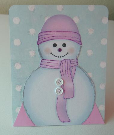 Pastel Pink Snowman 3D Stand Up Pyramid Card Kit by Laurie Gerhardt