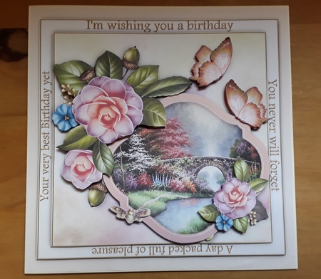 Border Birthday Greeting - Camellias by Leanna Hudson