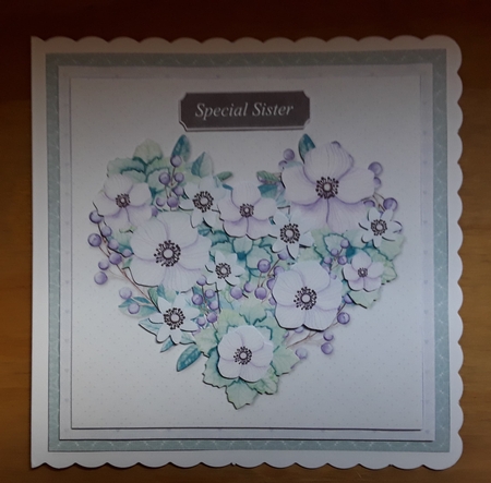 Floral Heart 7.5 Inch Card Front, Decoupage, Insert & Sentiments No. 2. by Leanna Hudson