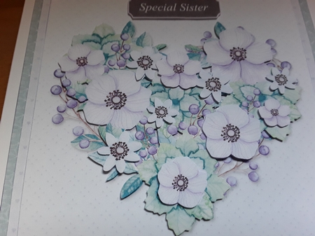 Floral Heart 7.5 Inch Card Front, Decoupage, Insert & Sentiments No. 2. by Leanna Hudson