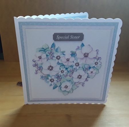Floral Heart 7.5 Inch Card Front, Decoupage, Insert & Sentiments No. 2. by Leanna Hudson