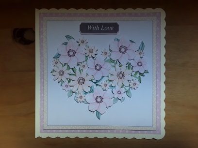 Floral Heart 7.5 Inch Card Front, Decoupage, Insert & Sentiments No.3 by Leanna Hudson