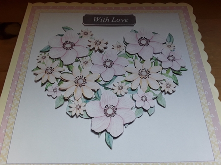 Floral Heart 7.5 Inch Card Front, Decoupage, Insert & Sentiments No.3 by Leanna Hudson