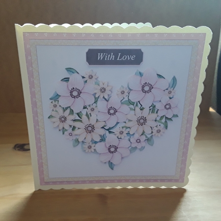 Floral Heart 7.5 Inch Card Front, Decoupage, Insert & Sentiments No.3 by Leanna Hudson