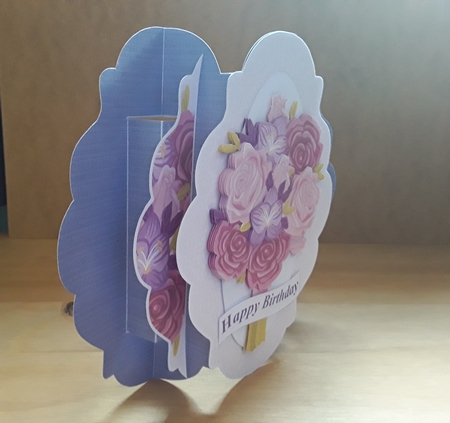 Rose Bouquet Fancy Edge Double Pop Out Card and Envelope Purple Base Card by Leanna Hudson