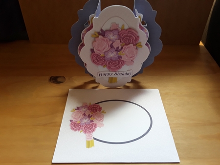 Rose Bouquet Fancy Edge Double Pop Out Card and Envelope Purple Base Card by Leanna Hudson