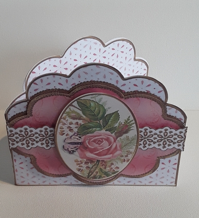 Rose Butterfly Em Anglaise Scalloped 3D Decoupage Card Kit by Leanna Hudson