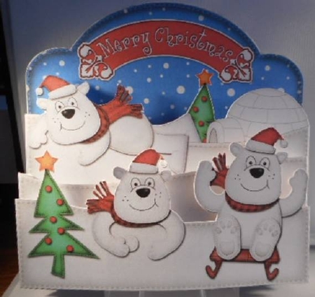 3D Xmas Polar Bear Fun Pop Out Card Kit by Leanna Hudson