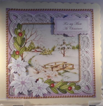 Lilac Snowscene Mum at Christmas 8in Sentiment Topper by Leanna Hudson