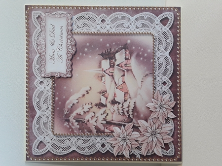 Snowy Village Mum & Dad at Christmas 8in Sentiment Topper by Leanna Hudson