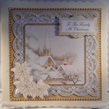Ice Church Family at Christmas 8in Sentiment Topper by Leanna Hudson