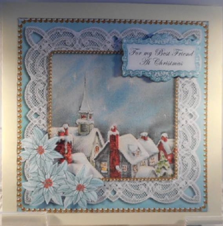 Blue Rooftops Best Friend Christmas 8in Sentiment Topper by Leanna Hudson