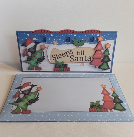 3D Xmas Scottie Dog's Tree Sleeps Till Santa Countdown Card by Leanna Hudson
