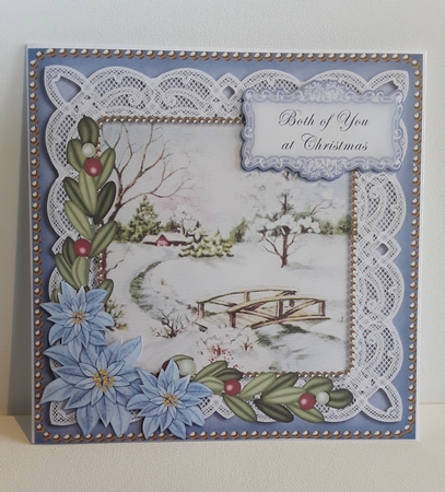 Blue Snowscene Both of You 8in Sentiment Topper by Leanna Hudson