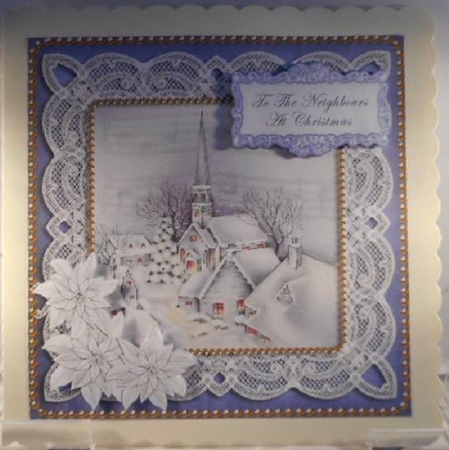 Blue Village Neighbours at Christmas 8in Sentiment Topper by Leanna Hudson