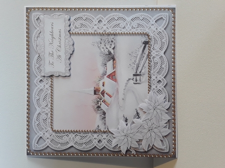 Snow Church Sil Neighbours at Christmas 8in Sentiment Topper by Leanna Hudson